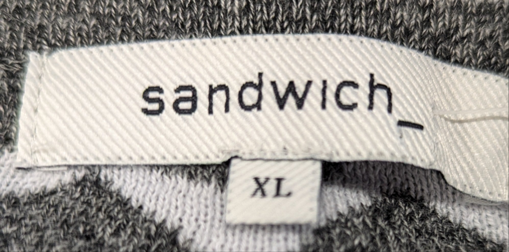 Sandwich Cardigan - Size XL - Grey and White