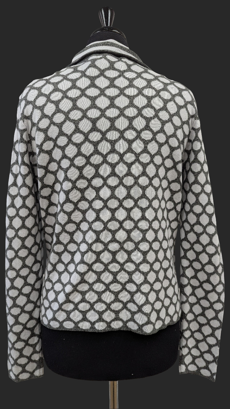 Sandwich Cardigan - Size XL - Grey and White