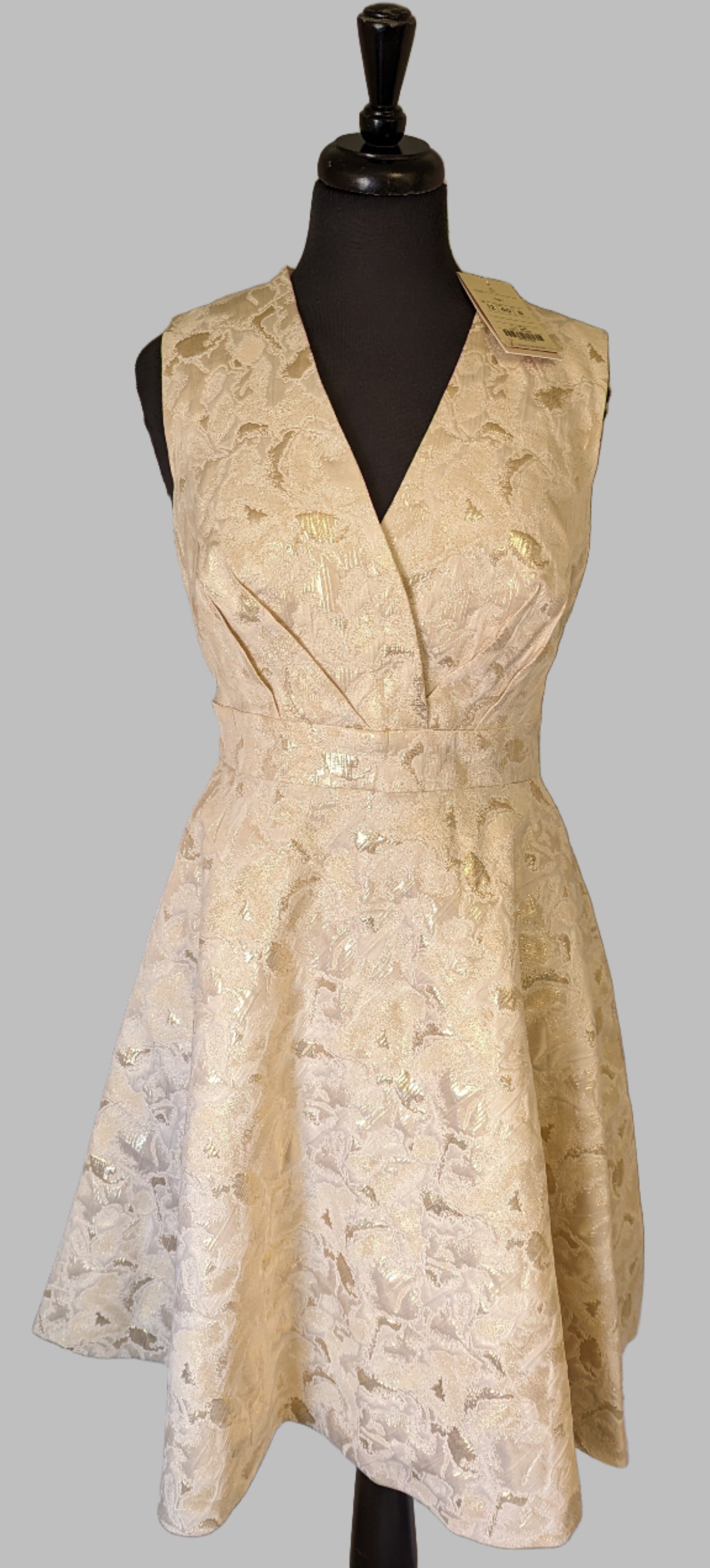 BNWT Monsoon Dress Size 12 Cream and Gold