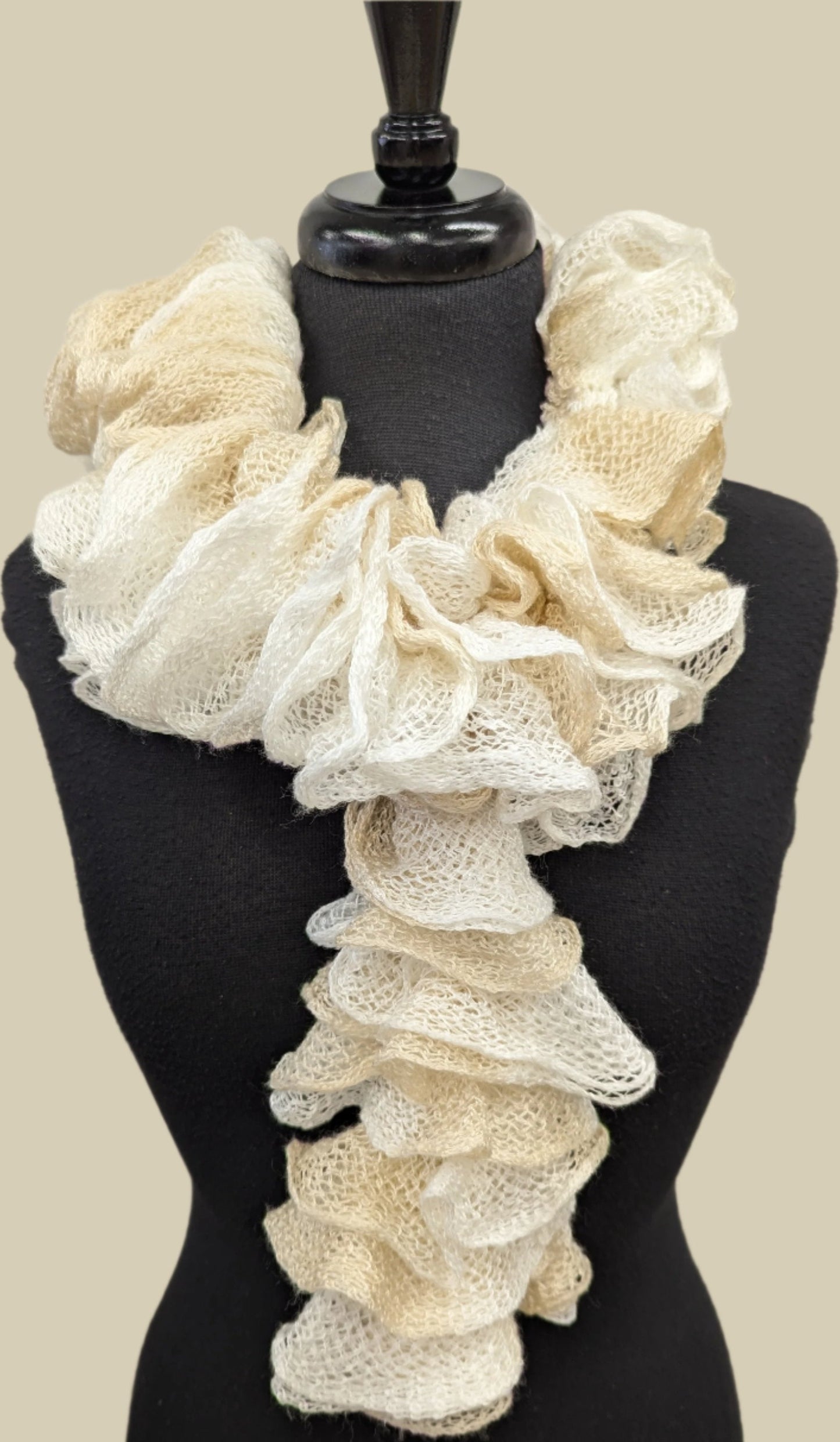 Hand Knitted Scarf - Cream
