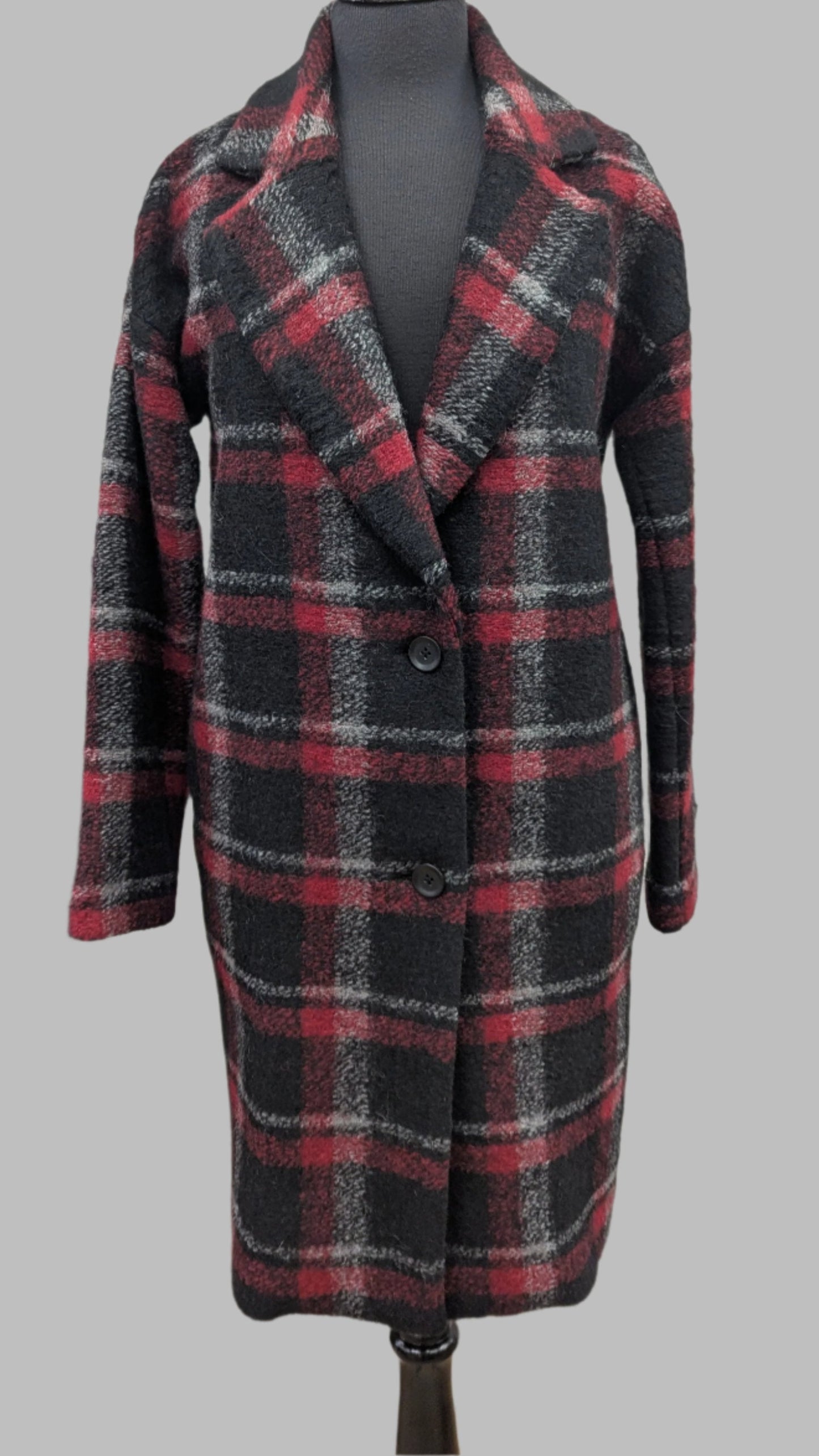 BNWT Forever New Wool Blend Coat - Size 8 - Black and Red