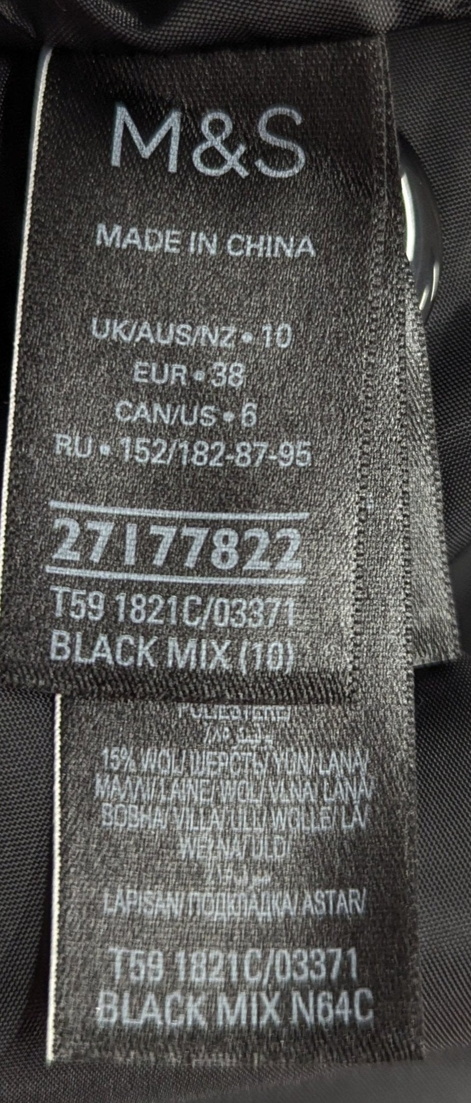 BNWT Marks and Spencer Coat - Size 10 - Black and White