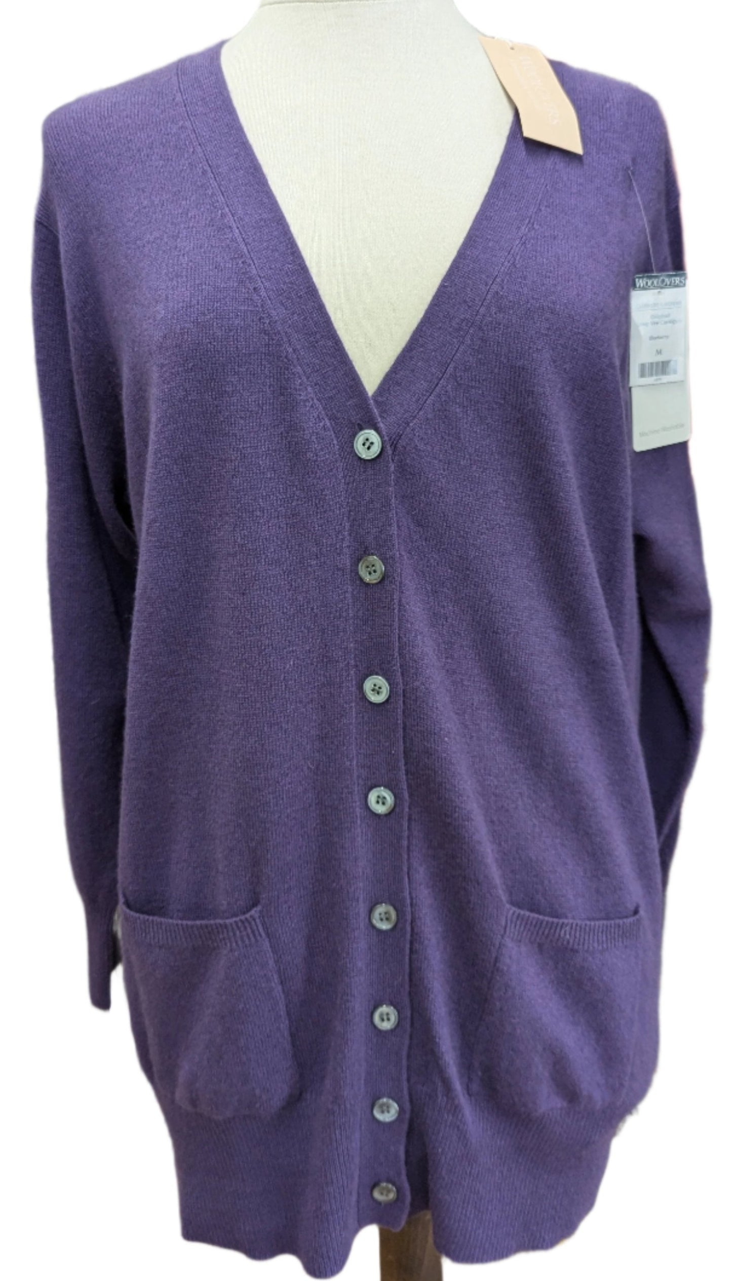 BNWT Woolovers Cashmere Cardigan - Size Medium - Purple