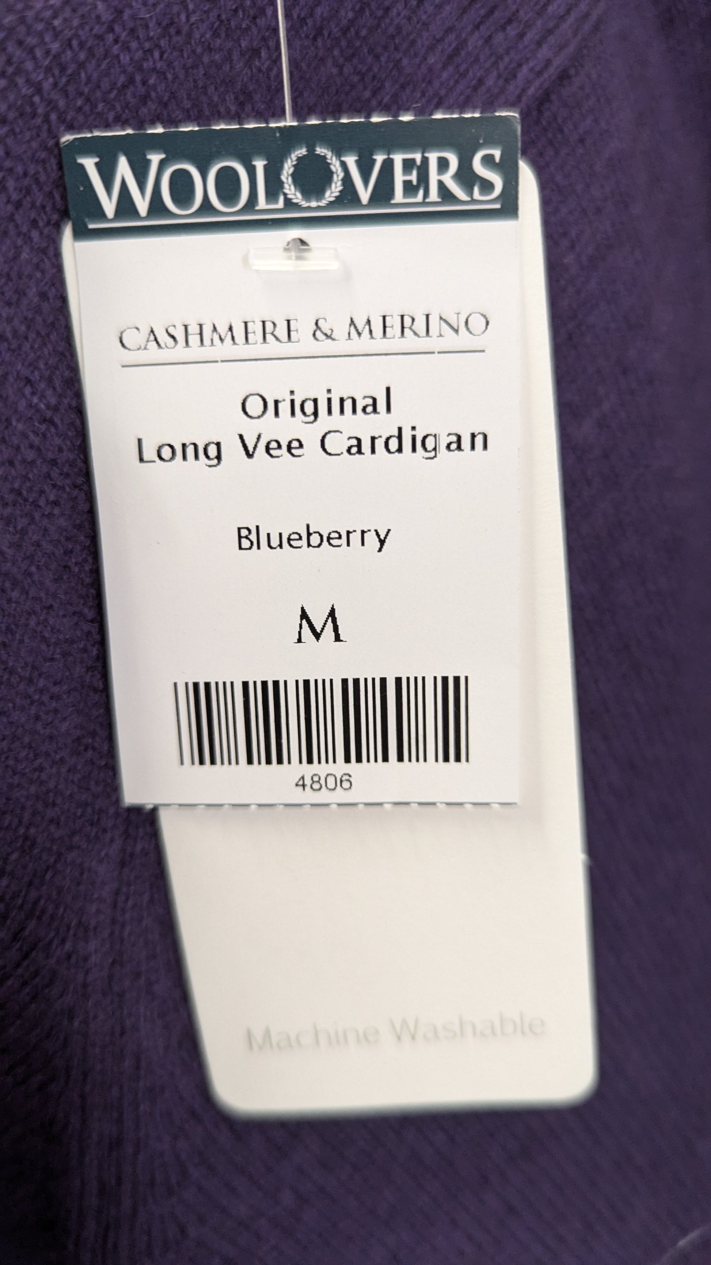 BNWT Woolovers Cashmere Cardigan - Size Medium - Purple