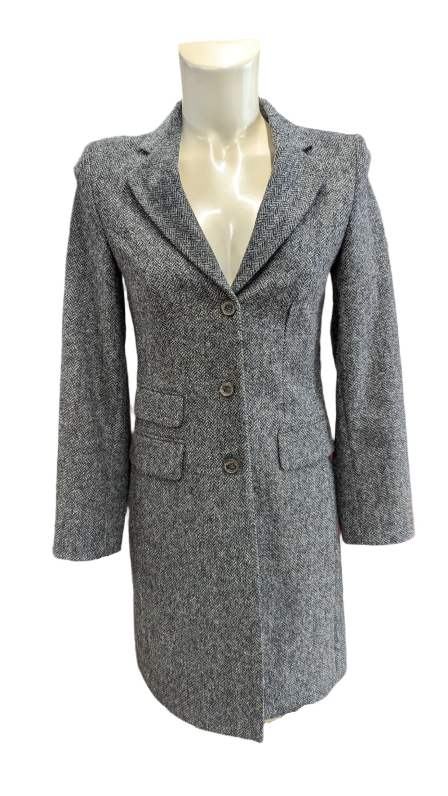 Bruar Pure Wool Coat - Size 8 - Blue & Grey